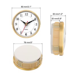 PATIKIL 3.1" 80mm Quartz Clock Insert, Round Quartz Movement Miniature Clock Mini Arabic Numeral Clock Fit 76mm/3" Diameter Hole for Replacement Home, Style 25, Gold Tone