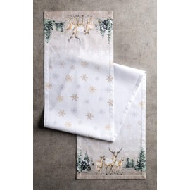 Maison d' Hermine Table Runners 100% Cotton 14.50Inch x 108Inch Tablerunner, Decorative Table Runner, Dining, Buffet, Deer in The Woods (Single Layer) - Thanksgiving/Christmas