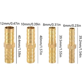 Pack of 20 Hose Connectors, Brass Hose Connector for Water Hose, Petrol Hose, Fuel Line, Air Line (6 mm/8 mm/10 mm/12 mm)