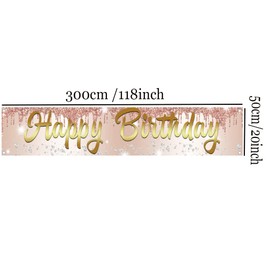 Happy Birthday Decoration Rose Gold Yard Banner Happy Birthday Yard Sign Birthday Decoration for Girls Women 1st 2nd 3rd 10th 11th 30th 40th 50th 60th Birthday Poster Garden Decoration