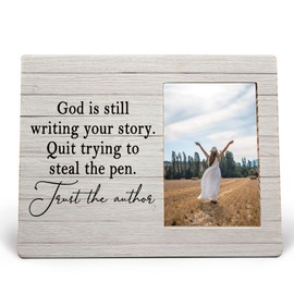MAQIKA Christian Scripture Picture Frame, Inspirational Bible Verse Frame, Bible Verse Gifts for Women Girls, Christian Home Decor, God is Still Writing Your Story Wood Photo Frame for 4x6 Photos