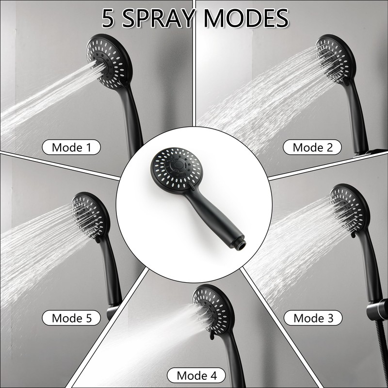 BEIYI Tub Spout with Diverter Matte Black, 5 Settings Metal