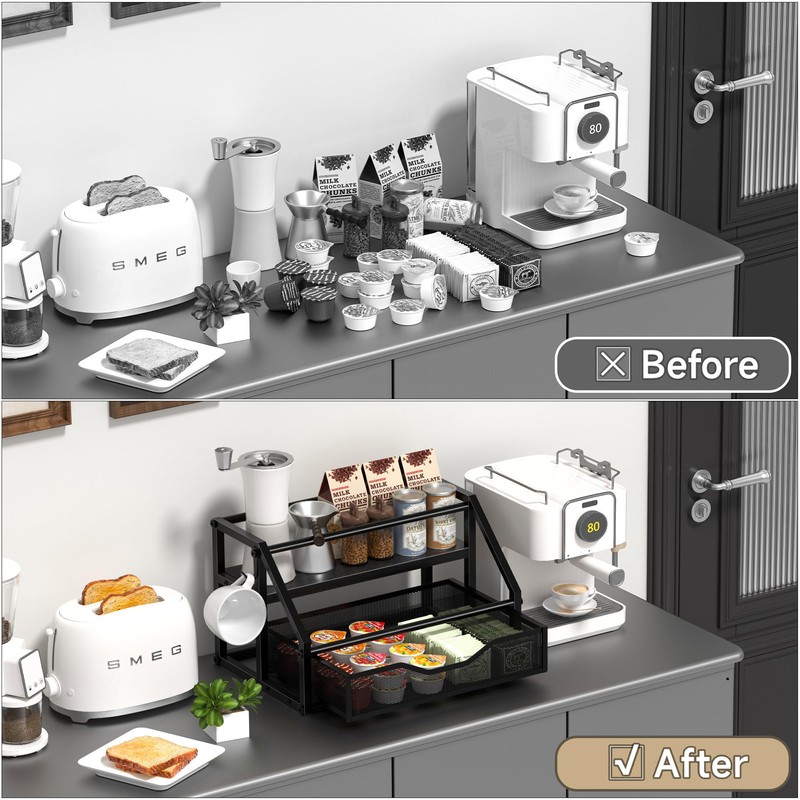 Homedawn Coffee Syrup Rack Organizer, Syrup Bottle Holder Stand for
