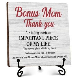 Bonus Mom Definition Gifts-To My Other Mom Wooden Sign-Flower Mother Desk Decor Sign-Mother's Day Christmas Thanksgiving Birthday Gift for Mom-Home Office Decoration-A13