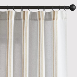 jinchan Striped Linen Blend Curtains 96 Inch Long for Living Room Taupe and Grey Stripe Curtains Semi Sheer Curtains Light Filtering Modern Farmhouse Drapes Bedroom Window Curtain Set 2 Panels