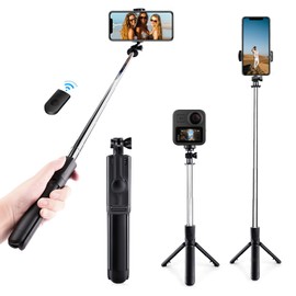 EMAGIE Tripie para Celular - Selfie Stick Bluetooth Trípode para Móvil de 360°Rotación Extensible Palo Selfie con Control Remoto para Android iOS y Otros Celular Inteligentes