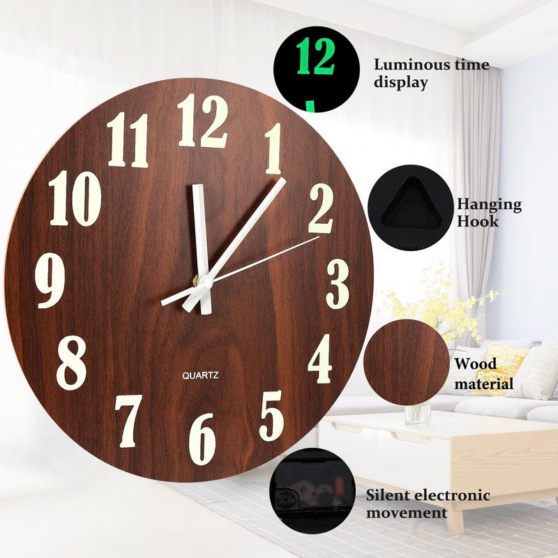 Blingbin Wall Clock, 12 Inch Glow in Dark Wall Clocks,