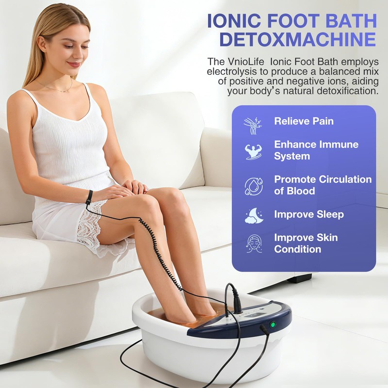 VnioLife Ionic Foot Detox Machine, with Epsom Salt, 2 Arrays,