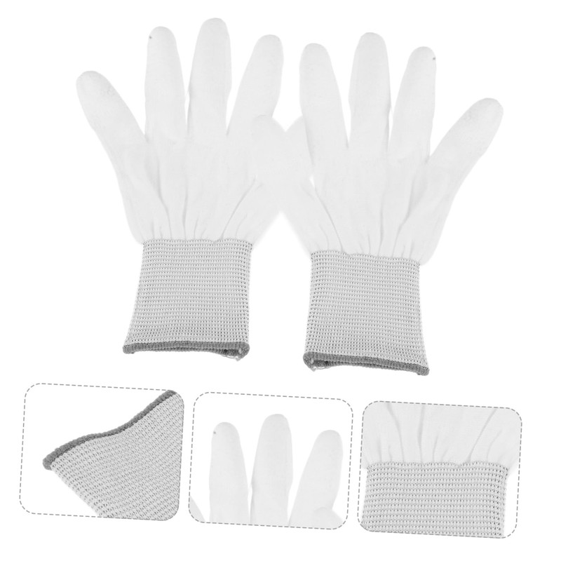 Mobestech 12Pairs PU Coated Gloves Antistatic Nylon Construction Grey Antiskid