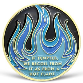 18 Year Sobriety Chip Blue Flames Sober Coin NA AA Recovery Medallion Affirmation Sobriety Gifts for Men Women 1-20 Years Alcoholics Anonymous Recovery Gifts Anniversary Token