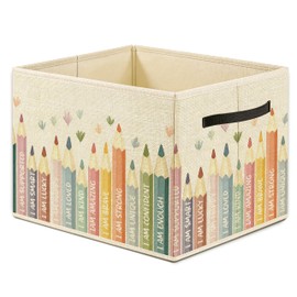 OTOUO Inspirational Boho Classroom Storage Bin Box, Colorful Crayon Affirmation Kids Foldable Laundry Basket Toys Books Clothes Organizer for Girls Boys Room Nursery Playroom Decor