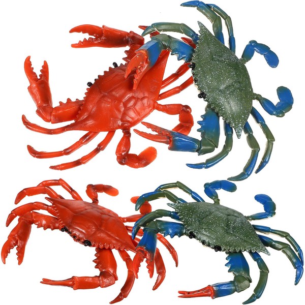 Gadpiparty Pack of 4 Artificial Realistic Crab Toy, Sea Animal Model Toys, Sea Life Animals, Figure Collection, Bath Toy, Sea Creature, Educational Learning Toy