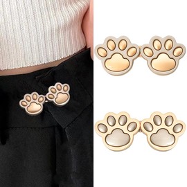 Adjustable Waist Buckle Extender Set Jeans Pants Waist Tightener for Women Girls Jean Buttons Pins for Loose Jeans Cat Dog Paw Button Tightener for Girls Jean Buttons for Loose Jeans for 2 Pairs
