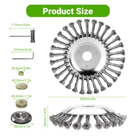 SHENTEC 8 Inch Weed Wacker Attachments Heads,Steel Wire Rotary Brush Cutter Trimmer Head Weed Blade, Universal Adapter Kits,Lightweight Gardening Lawnmower.