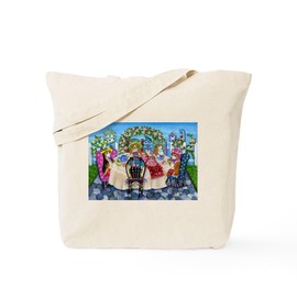 CafePress Corgi Tea In The Rose Garden Tote Bag Reusable Natural Beige Canvas Shopping Bag