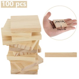 SHUESS 100 PCS 2 x 2 Wooden Squares for Crafts, Natural Blank Wood Square Blocks, 1/4 Inch Thick for Crafts, Wood Burning, Laser Engraving, and DIY