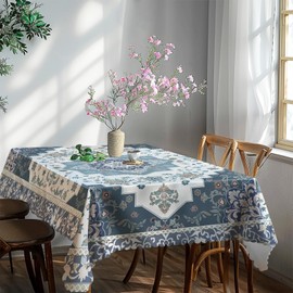 Washable Rectangular Tablecloth Vintage Florals Tablecloths Easy Care Outdoor Washable Garden Tablecloth for Outdoor Dining Room Kitchen Garden Party Weddings or Household 110 x 140 cm