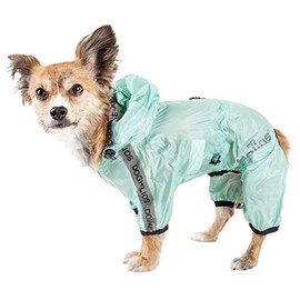 Dog Helios 'Torrential Shield' Waterproof Multi-Adjustable Full Bodied Pet Dog Windbreaker Raincoat, Large, Green
