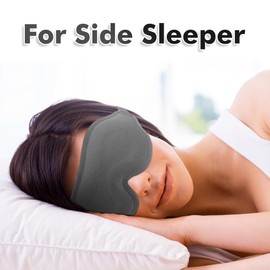 Albatross Health New England Sleep Eye Mask for Men Women, Lash Extensions 3D Sleeping Mask, Travel Blackout Night Blindfold Eye Shade Cover with Adjustable Strap (Grey-3D)