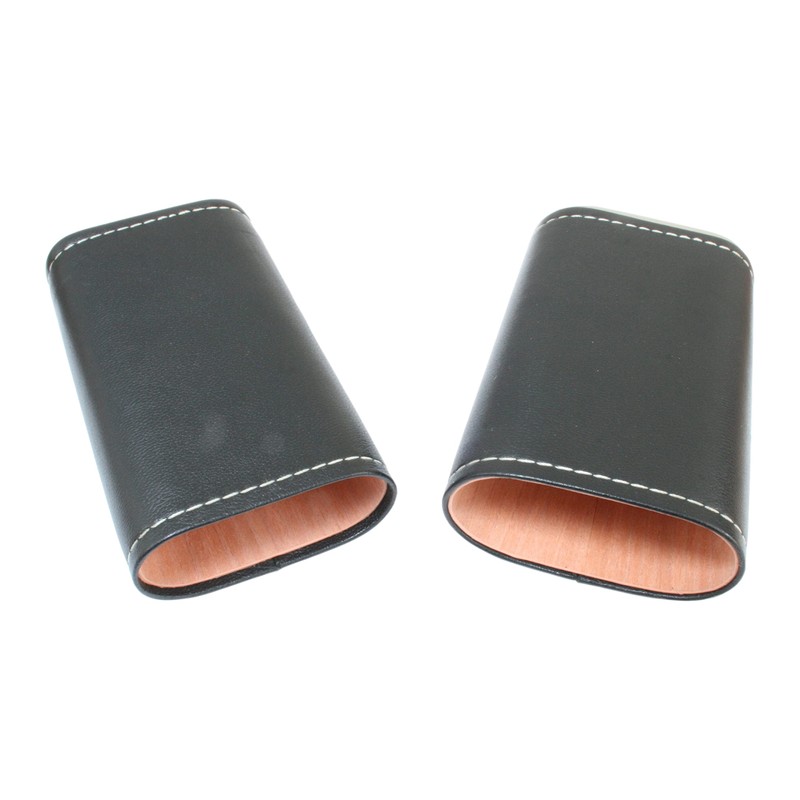 Greyhound Cigar Tube Leather Covered Black Case With Cedar Lining