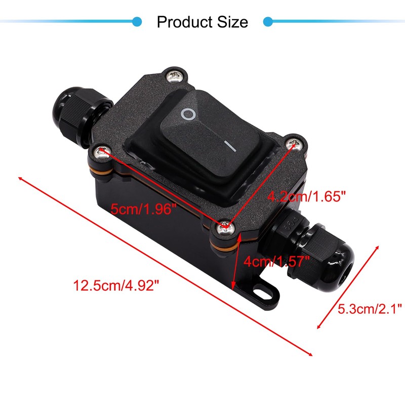 Hmknana IP67 Waterproof Inline Cord Switch 16A/250V 20A/125V AC DPST