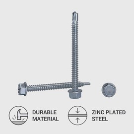 Pack of 20 DIN 7504 K Galvanised Steel 6.3 x 70 mm Screws Self-Drilling Tapping Screw Hex Washer Self Tapping (20, 6.3 x 70 mm)