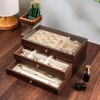 Wooden Jewelry Box Transparent Window Rings Necklace Storage Organizer Box