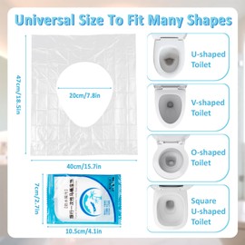 RAINFLOW Disposable Toilet Seat Cover - Plastic Toilet Seat Covers Waterproof Non-Slip Individually Wrapped Friendly Packing For Travel,Potty Training,Pregnant Moms & Adults,60 Pack