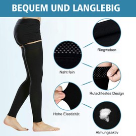 Evolyline Medizinisch Kompressionsstrümpfe Damen & Herren 20-30 mmHg, Klasse II Oberschenkel Lang Kompressionssocken Stützstrümpfe Footless mit Silikonband für Abgestufte Unterstützung Krampfadern