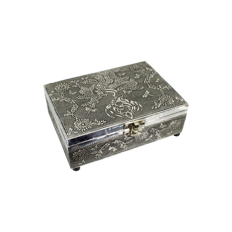 New Age Source Metal Tree of Life Jewelry Box, Silver