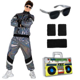 Morph Shiny 80s Track Suit Men Costume 90s Tracksuit Men Women 80s Outfit Mens Retro Neon Tracksuit Costume for Mens S