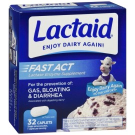 LACTAID Fast Act Lactase Enzyme Supplement Caplets 32 EA