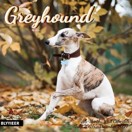 2027 Wall Calendar,Greyhound Wall Calendar, 12" x 24" Open,Family Planner Calendar Organizer with Greyhound Images, for Dogs Lovers