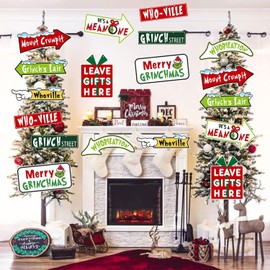 Pack of 18 Grinch Christmas Decorations, Hanging Ornament, Christmas Tree Decorations, Home, Party Christmas Decorations (Green)