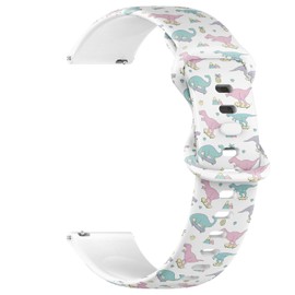 Compatible with Garmin Forerunner 255S/255S Music, 265S, Rey, Venu 2S, Venu 3S, Vivoactive 4S, Vivomove 3S, 18mm Replacement Sport Watch Band (Cute Dinosaur Print Kids) Silicone Soft Strap Bracelet