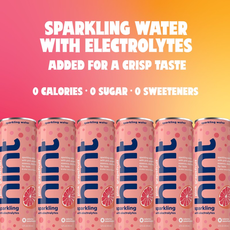 Hint Sparkling Water, Pink Grapefruit - Carbonated Fruit-Infused Water with