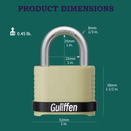 Guliffen Outdoor Combination Lock, Heavy Duty Weatherproof Combination Padlock, 4 Pack Resettable Combination Lock for Locker, Shed, Garage, Gate, Fence