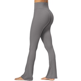 Sunzel Sunzfly No Front Seam Mini Flare Leggings for Women, Invisible Butt Scrunch Flared Yoga Pants with Tummy Control 34" Charcoal Gray Medium