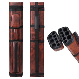 Oztwel 3x5 Leatherette Billiard Stick Case - Holds 3 Cue Butts and 5 Cue Shafts - Brown
