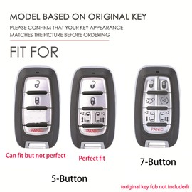 Hontumax Premium Leather 7-Button Key Fob Cover Case for Chrysler Pacifica Voyager 2017 2018 2019 2020 2021 2022 2023 2024 2025 Key Fob Holder Protector Accessories (Black)