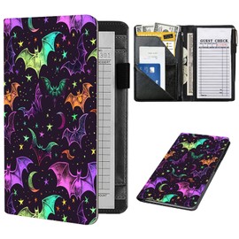 Server Book for Waitress,Server Books for Waitress with Zipper Pocket,Cute Server Book, Waitstaff Organizer Waitress Book with Money Pocket and Zipper Fit Server Apron,Watercolors Bats