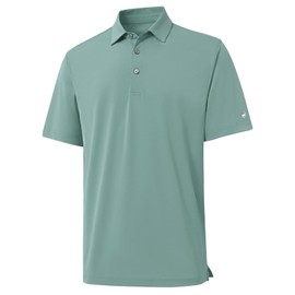 Rouen Golf Shirts for Men Dry Fit Lightweight Athletic Performance Short Sleeve Regular Fit Collared Golf Shirts Beryl Green