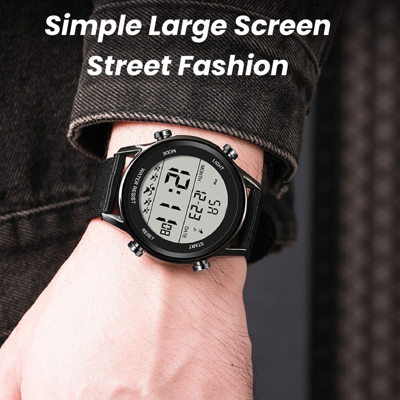 Men Digital Sports Watch Waterproof Alarm Countdown Dual Time Zone