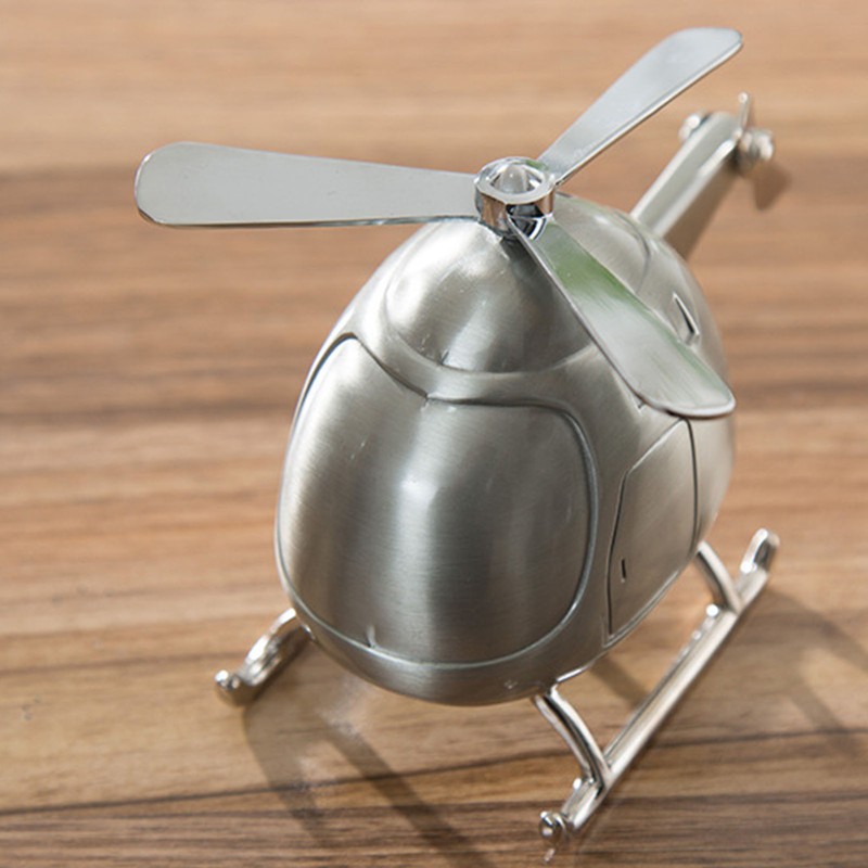 Helicopter Coin Bank Decorative Metal Money Saving Bank Coin Jar