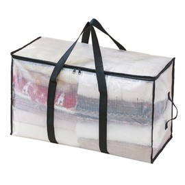 Heavy Duty Clear Transparent Packing Luggage Bag with Double Zippers and Strong Handle for Moving Clothes Quilts