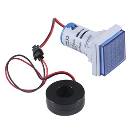 AITIAO 2PCS Current Voltage Hertz Meters, Digital 3in1 22mm Voltmeter Ammeter Hz Meter AC 60-500V 0-100A 20-75Hz Current Frequency Indicator LED Digital Voltage Amp Tester with CT (Blue)