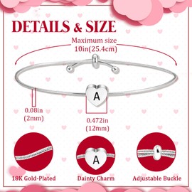 VGROSIA Valentines Day Gift For Her 18K Silver Bracelets For Women Snake Chain Heart Initial Bracelet For Women Girls Christmas/Valentine'S Day/Birthday Gifts For Her/Him X