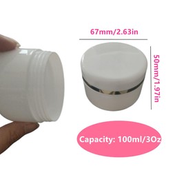 8 Pack Plastic Empty Cosmetic Containers with Lid, Portable 3 Oz 100ml Refillable Make-up Face Cream Jars Case for Body Scrub Mask Lotion Storage Pot (White, Pink)