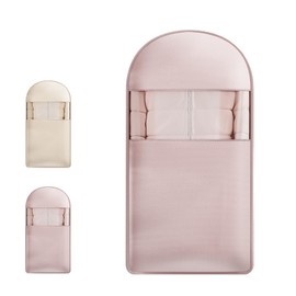 Space Saving Hanging Garment Bag with Self Compression Zipper,Dust Cover Clothes Bags for down Coat,Space Saver Closet Organizers,Garment Bag for Travel and Closet Storage (Pink, Large)