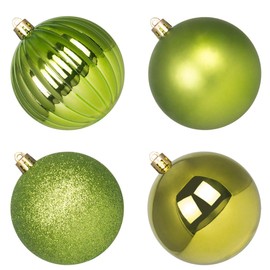 4Pcs Christmas Balls Ornaments for Xmas Tree - Shatterproof Christmas Tree Decorations Large Hanging Ball Lemon Green 4.0" x 4 Pack